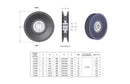 Brewer V-Belt Idler Pulley — engineering drawings and specifications (Cast Iron Ball bearing)