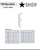 BlackStar 140BS18 3 K2S Sprocket Specifications