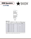 BlackStar D200B22H Sprocket Specifications