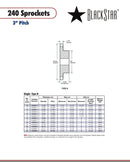 BlackStar H240B11 Sprocket Specifications