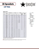 BlackStar H35B9 1/2 2SS Sprocket Specifications