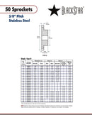 BlackStar SS50B11 Sprocket Specifications
