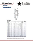 BlackStar SS60B17 Sprocket Specifications