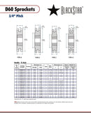 BlackStar D60ATL18H Sprocket Specifications