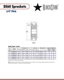 BlackStar DS60P18H Sprocket Specifications