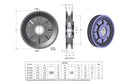 Brewer V-Belt Idler Pulley — engineering drawings and specifications (Composite Nylon Ball bearing)