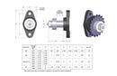 Brewer GL Flange Mount Universal Drive Tensioner — engineering drawing and spec table