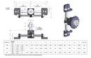 Brewer HS Screw Adjustment Universal Drive Tensioner — engineering drawing and spec table