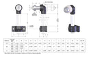Brewer LL Slide Adjustment Universal Drive Tensioner — engineering drawing and spec table