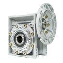 Vortex VMRV-Series IEC metric worm gear speed reducer with die-cast aluminum housing, NEMA C-face input flange, and hollow output bore