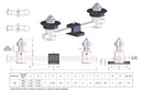 Brewer XM Floating Mount Universal Drive Tensioner — engineering drawing and spec table