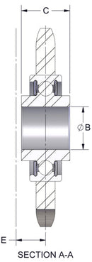 Brewer B3520H Idler Sprocket — A-Style Steel Ball Bearing — view 2