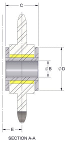 Brewer 51E15 Idler Sprocket — A-Style Steel Bronze Bushing — view 2
