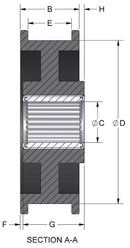 Brewer P2F Flat Belt Idler Pulley — Cast Iron Needle Bearing — view 2