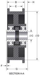 Brewer P1B Flat Belt Idler Pulley — Cast Iron Ball Bearing — view 2