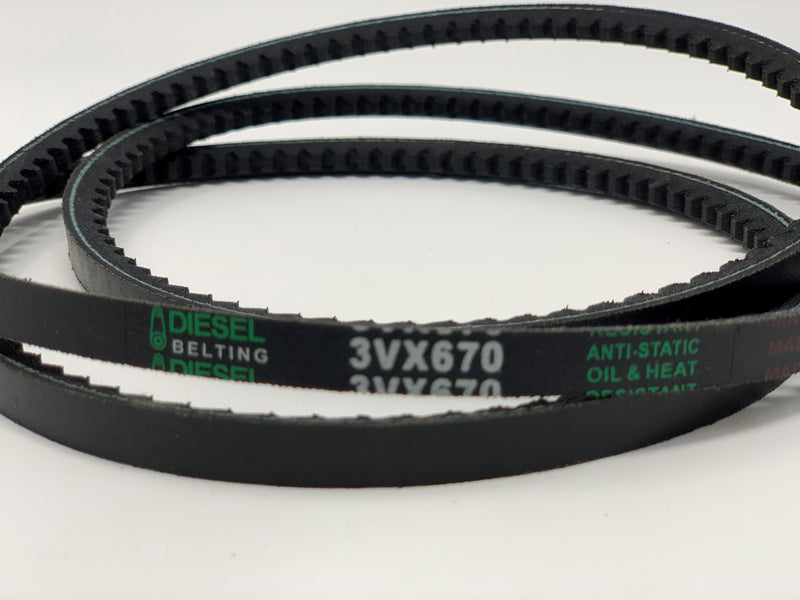 3VX670 Cogged V-Belt 3/8 x 67in Outside Circumference