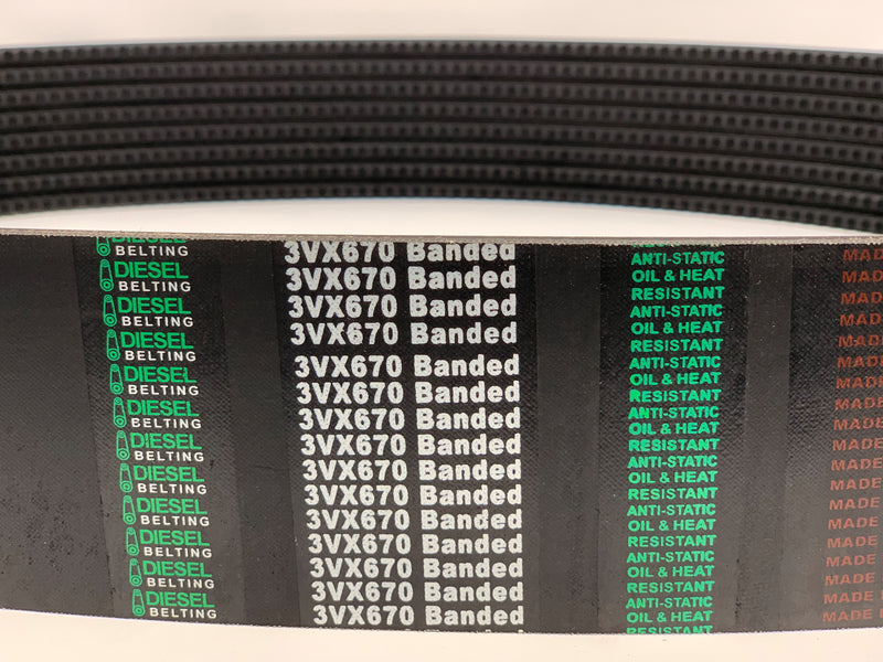 6/3VX670 Banded Cogged V-Belt 2.35 x 67in Outside Circumference