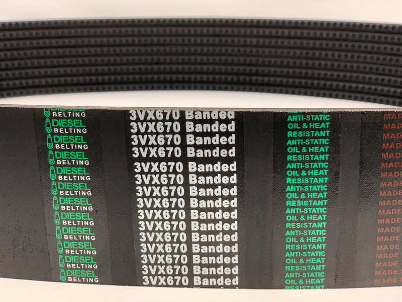 2/3VX670 Banded Cogged V-Belt 0.8 x 67in Outside Circumference