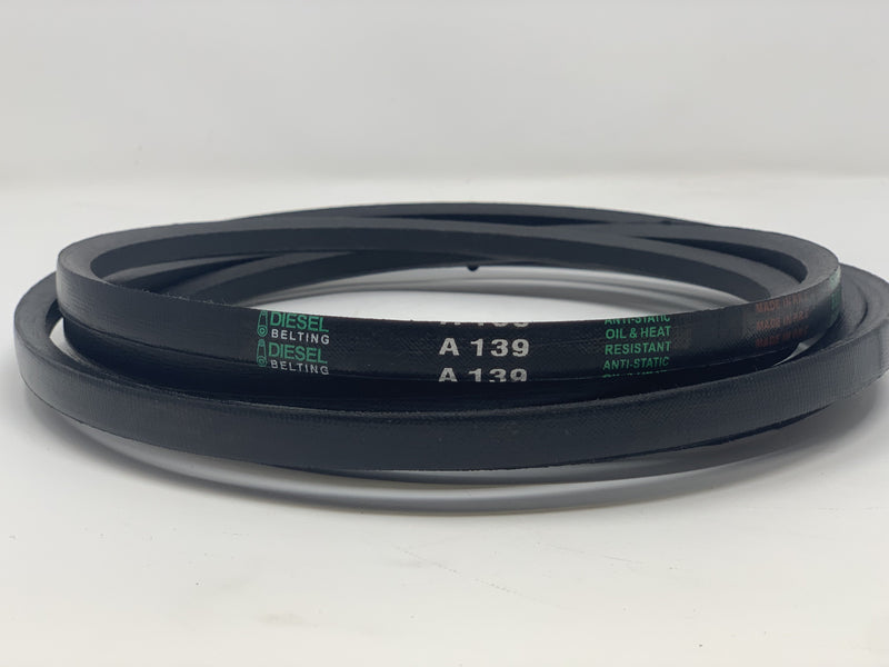 A139 V-Belt 1/2" x 141" Outside Circumference Classic Wrapped Diesel Belting